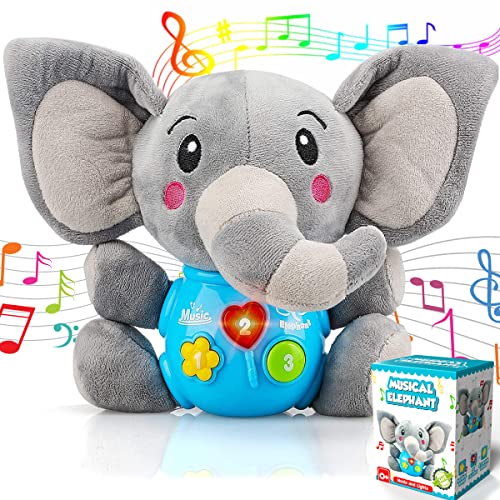 Image of Insnug Plush Elephant Baby Toys - Baby Musical Animal Toys Kids Toys Baby Teething Toys Little Baby Bum Anime Plush STEM Toys Montessori Toys for Baby Boy Girl Toddlers Infants 0 3 6 9 12 Months