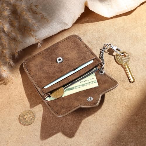 Personalized Women's Wallet with Photo and Name – Custom Initial Flower Purse with Engraving – RFID Zipper Wallet – Birthday Gift for Her, Mom, Wife, Girlfriend, Daughter, F-dark Brown, Modern4