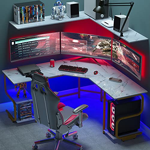 Image of L Shaped Desk with Shelves,64.84 inch Large Gaming Corner Desk for Home Office
