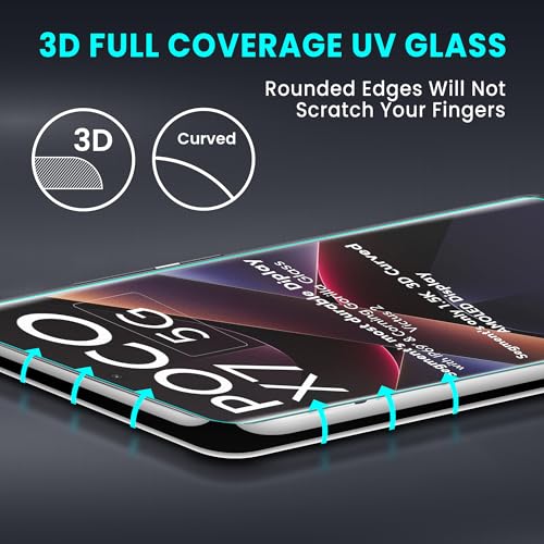 Image of ArmourPro Military Grade UV Tempered Glass Compatible For Poco X7 (6.67 Inch) With Easy UV Installation Kit | Edge To Edge Coverage | Crystal Clear, Pack of 2