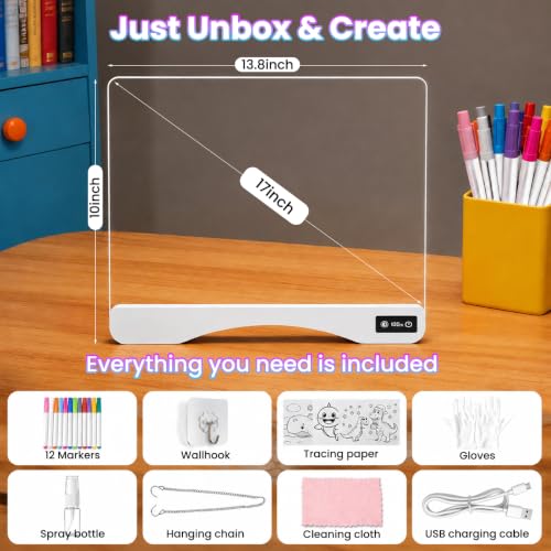 Image of PATPAT 17 Inch Rechargeable LED Drawing Board for Kids