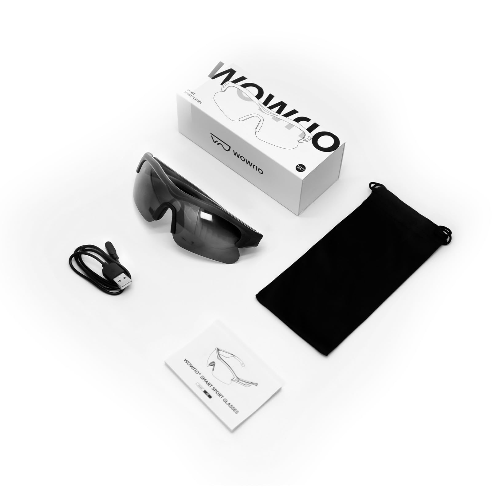 WOWRIO - Occhiali sportivi intelligenti, con cuffie Hi-Fi Bluetooth 5.2 ad orecchio aperto, perfetti per mountain bike, passeggiate casual con musica