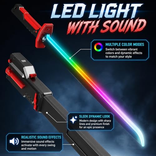 Image of BraintasticKids Light Up Spray Sword Toy with Mist & LED Lights | Long Straight Action Sword for Role Play | Durable Plastic Toy Weapon for Boys & Girls | Birthday Gift Toy for Kids Age 3+