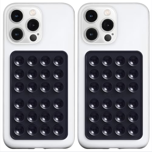 Image of PKYAA Silicone Suction Phone Case Adhesive Mount, Upgraded Super Strong Grip, Durable, Easy to Use, Hands-Free Sticky Phone Holder for Selfies, Tiktok Videos, 2.56 inchx3.94 inch (BLK&BLK)