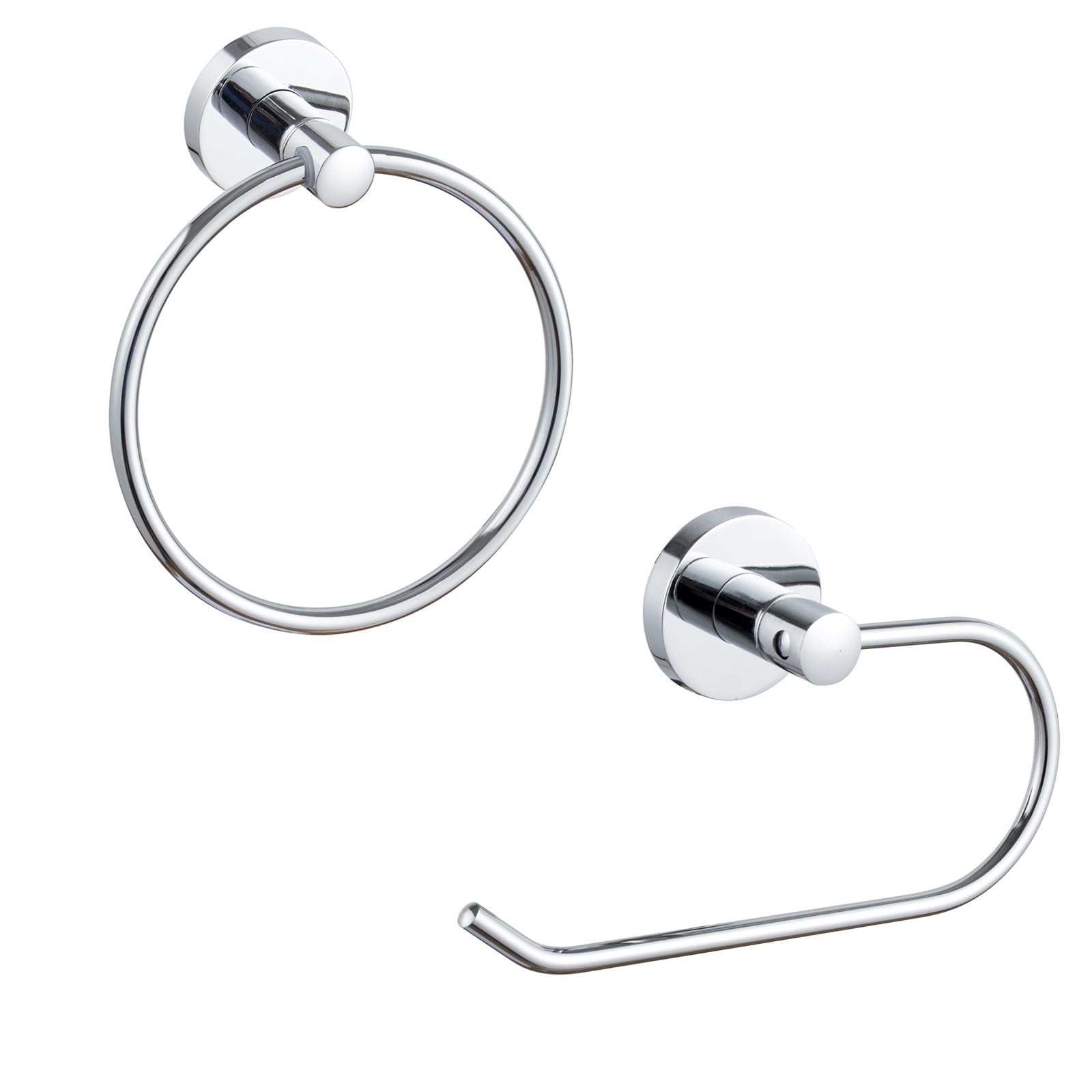 Towel Holders for Bathrooms Wall Mounted - Towel Holder and Toilet Roll Holder Pack 2, Chrome 15-0201, 17 cm x 18 cm x 6 cm