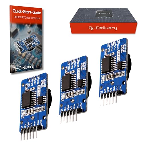 AZDelivery 3 x Real Time Clock RTC kompatibel mit DS3231 I2C Echtzeituhr kompatibel mit Arduino und...