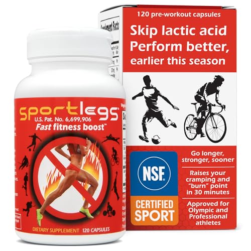 SPORTLEGS Pre-Exercise Metabolic Primer for Runners Cyclists and Endurance Athletes - Helps Muscles Use and Recycle Lactate for Smoother Longer Efforts - NSF Certified for Sport - 120 Capsules