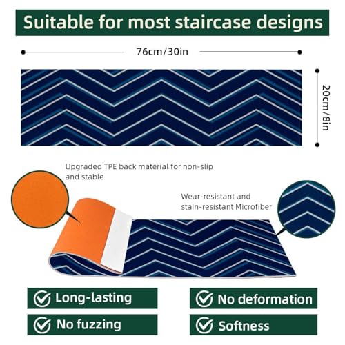 Tapis d'escalier antidérapants intérieur bois lavables machine - 3