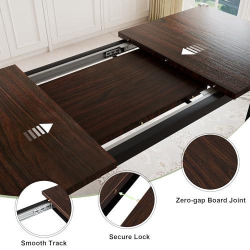 Feonase-7-Piece-Kitchen-Table-Set-with-6-Stools-63-Large-Extendable-Dining-Table-Set-for-4-8-Mid-Century-Modern-Dining-Room-Table-with-Metal-Base-Farmhouse-Table-Space-Saving-Espresso Feonase 7 Piece Kitchen Table Set with 6 Stools 63 Large Extendable Dining Table Set for 4 8 Mid Century Modern Dining Room Table with Metal Base Farmhouse Table Space Saving Espresso