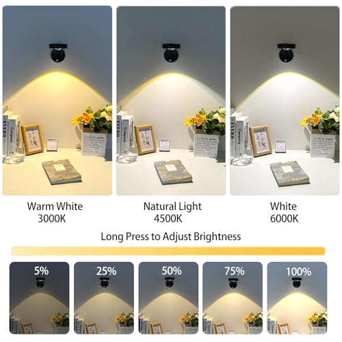 XmnSoly Luzes de imagem para parede com sensor de movimento luzes de parede LED recarregáveis, rotaç
