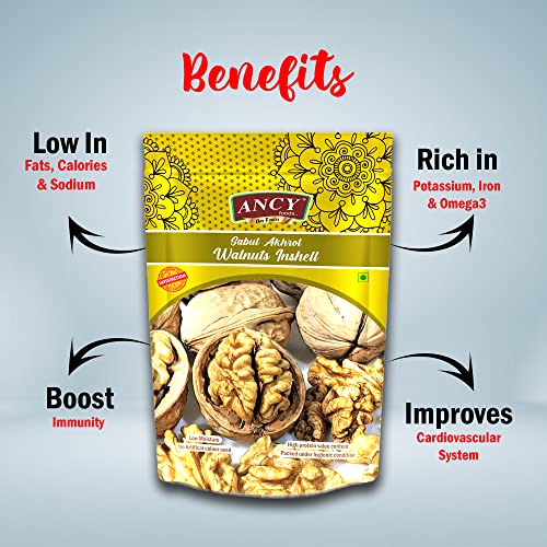 Image of Ancy Best Inshell Fresh Paper Walnuts, Dry Fruits , 4 X 250 g