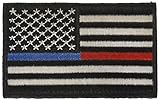 2 Pieces Tactical USA Flag Patches -Thin Red and Blue Line Velcro American Flag US Military Patch Tactical Firefighter& Police
