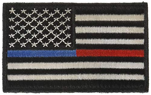 2 Pieces Tactical USA Flag Patches -Thin Red and Blue Line American Flag US Military Patch Tactical Firefighter& Police