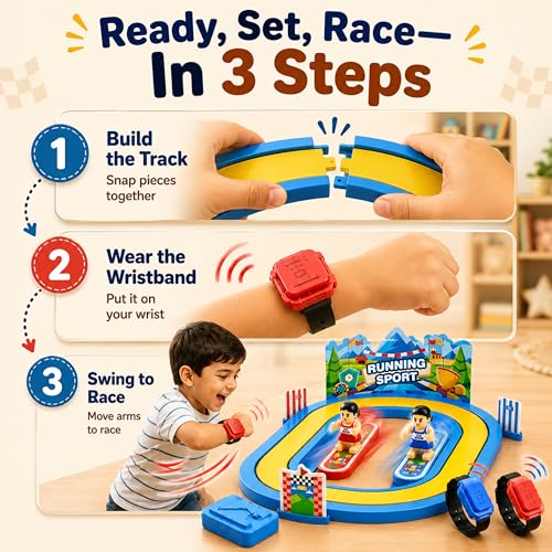 Image of Homero Wireless Motion Sensor Racing Game Toy Set | Gesture Control Running Track Board Game for Kids | 2 Player Interactive Sensor Race Game with Wristband | Birthday Gift for Boys & Girls
