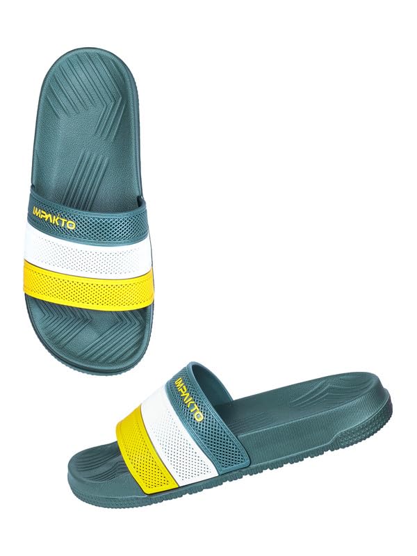 Image of Impakto Men's Casual Sliders | Cushioned Comfort Slip-On Slipper | Lightweight EVA Sole | Slippers for Home & Outdoor Use