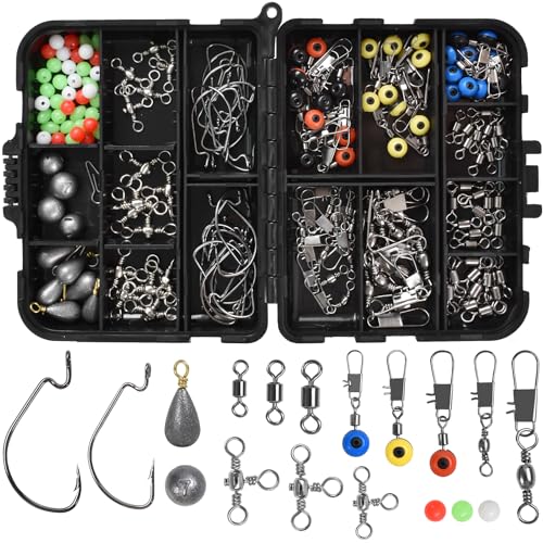 165点 釣り小物セット 釣り道具 釣りルアーセット入 釣り用 スイベルスナップ 釣り具セット フック 針 仕掛け 釣り用仕掛け小物セット多種釣りサルカン含めるセット 便携式 釣りアクセサリー 釣りセット 淡水 海水