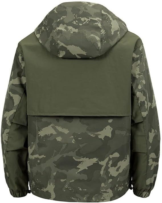 Mens Camouflage Tactical Anorak Jacket Waterproof Windbreaker Pullover Hoodie Outdoor Hiking Hunting Military Coat