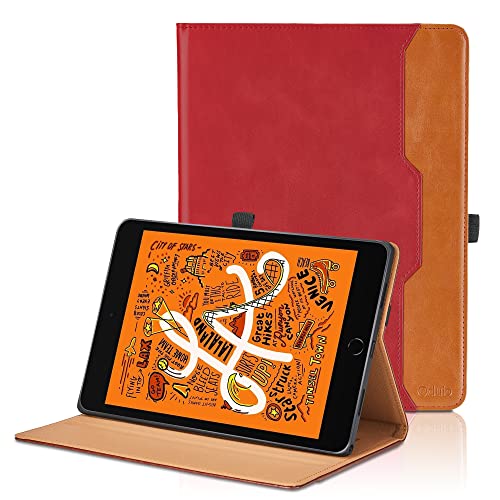 Étui iPad Mini antichoc rouge en cuir PU fonction réveil automatique et rabat