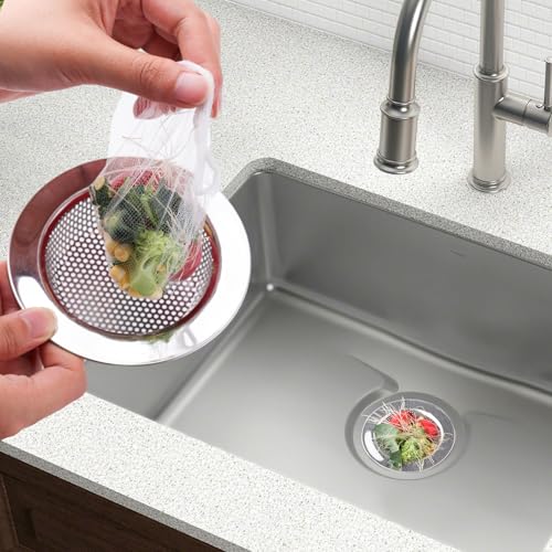 200 PCS Kitchen Mesh Sink Strainer Disposable Sink Strainer Covers Drain Nets for Kitchen Sink for Collecting Kitchen Food Waste Leftover Garbage