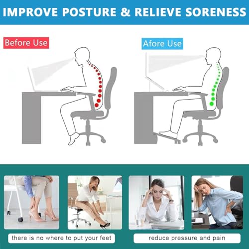 Image of Scizor Under Desk Foot Rest Work 4 Pulleys Adjustable Office Chair with Massage Surface and Roller, Pressure Relief for Extra Comfort,Ergonomic Slanted Stool for Home, Office(ROLLING-01)
