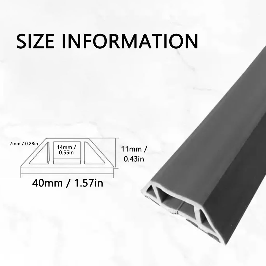 Nascondicavo Da Pavimento，Cavità Per Cavi Nascosta Per Uso Scolastico, Copricavo Da Pavimento Autoadesivo In PVC Morbido(Black,3m)