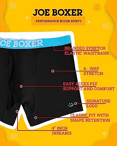 JOE BOXER Mens Boxer Briefs 4-Pack - Tag Free, Moisture-Wicking Performance Boxer Briefs for Men Pack of 4, Men's Underwear2