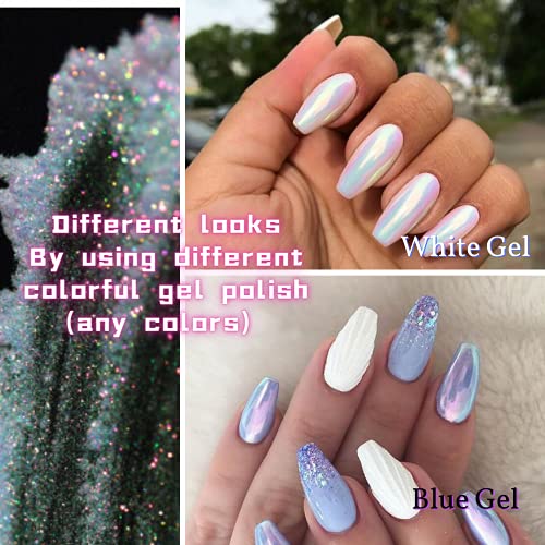 Meerjungfrau Nägel Glitzer Pulver - Einhorn Chrom Perle Pulver Opal Aurora Nagel Pigment Neon Pulver Spiegeleffekt… – Bild 4