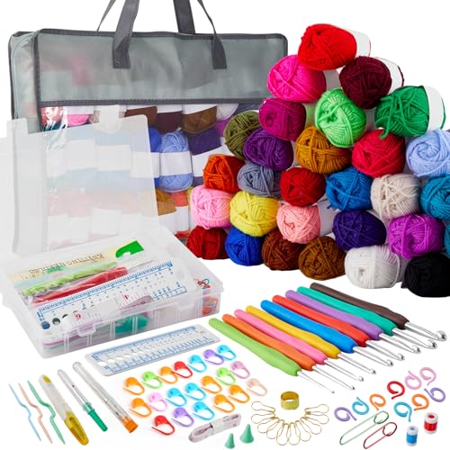 La Mejor Recopilación de Tejido más recomendados. 46 Kit de crochet 103 Piezas,Juego de Ganchos Crochet Incluye 30 colores hilo con ganchillo,Kit de Ganchillo de 103 piezas con Ganchos, Premium Juego de Ganchillo Incluye bolas de...