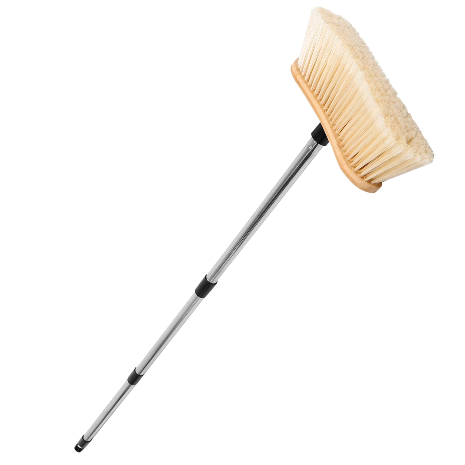 Scopa da Giardino in bambù e Acciaio Resistente con Setole Dure Spazzola per Patio e Esterni Manico Ergonomico Smontabile per Pulizia Efficiente di Garage e Cortili