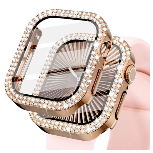 KADES Compatible for Bling Apple Watch Protective Case with Built-in Screen Protector for Apple Watch 40mm iWatch Series SE SE2022 6 5 4 (40mm, Rose Gold)