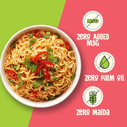 Image of Wickedgud Whole Wheat Masala Noodles Jumbo Pack, No Maida, No Palm Oil, No MSG | 720 g (Pack of 12, 60 g each)