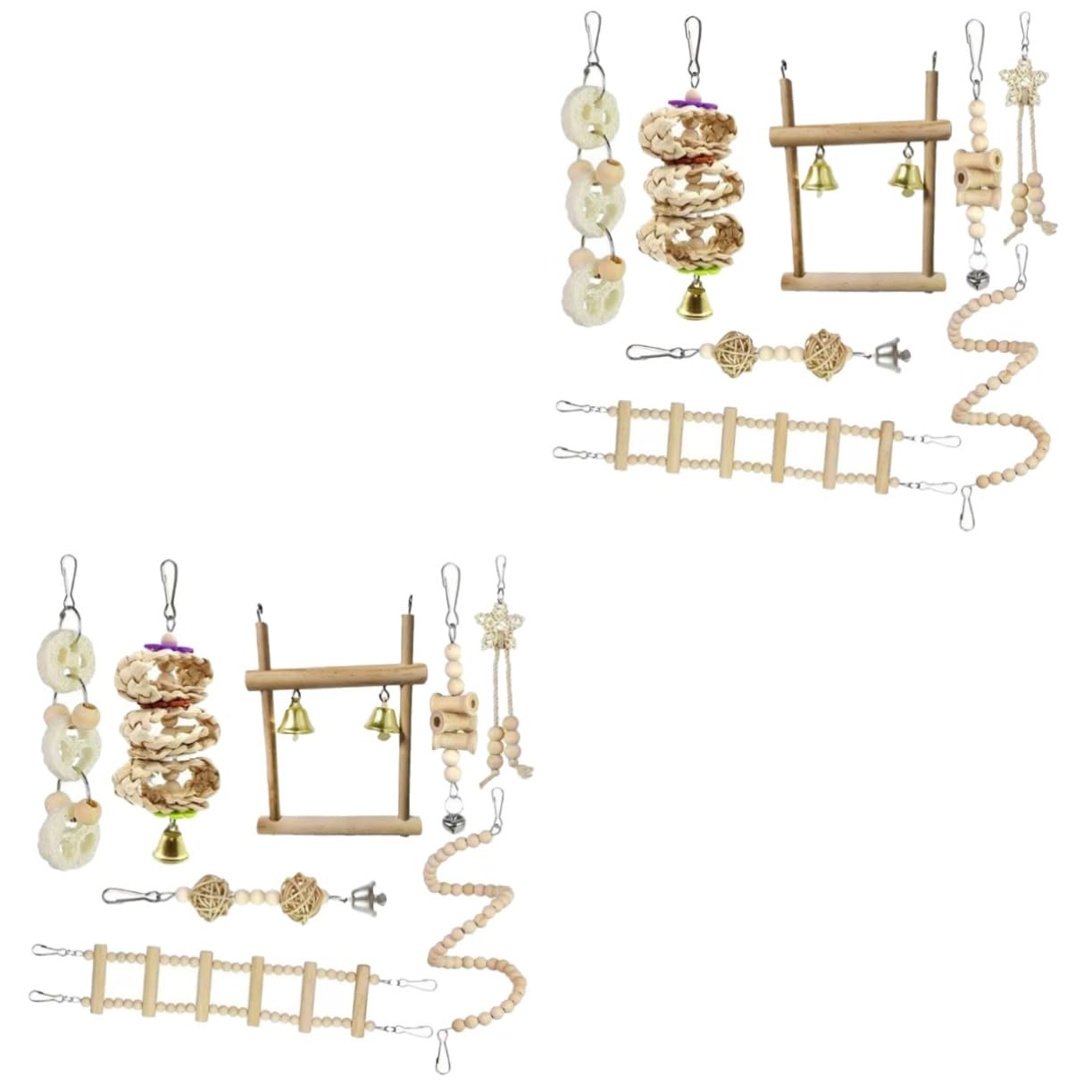 VANZACK 2sets Giocattoli Per Uccelli Legno Altalena e Scala Per Pappagalli Gioco Masticabile Per Parrocchetti e Uccelli Domestici Accessori Per Addestramento e Divertimento