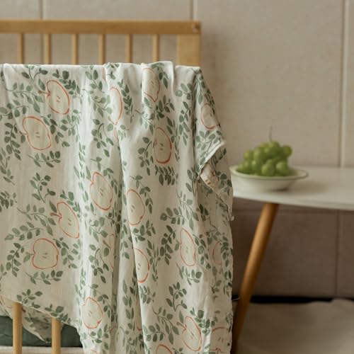 Image of Gllquen Baby Muslin Swaddle Blankets 4-Pack Breathable Receiving Blankets (35 inch x 40 inch) Soft Baby Blankets for Girls and Boys Newborn Essentials Muslin Burp Cloths Swaddle Wrap Baby Gift(Apple Paradise)