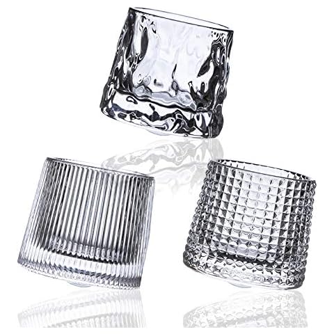HolaJia Drehbare Kristall-Whiskeygläser - Premium 142 ml Scotch-Gläser, Tumbler Whiskeyglas Cover