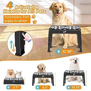 Elevated-Dog-Bowls-4-Height-Adjustable-Raised-Dog-Bowl-Stand-with-2-Thick-50oz-Stainless-Steel-Dog-Food-Bowls-Non-Slip-Dog-Feeder-for-Large-Medium-Dogs-Adjusts-to-37-92-1075-1236-Black - Cucciolini Doodles Elevated-Dog-Bowls-4-Height-Adjustable-Raised-Dog-Bowl-Stand-with-2-Thick-50oz-Stainless-Steel-Dog-Food-Bowls-Non-Slip-Dog-Feeder-for-Large-Medium-Dogs-Adjusts-to-37-92-1075-1236-Black