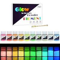 Leuchtender Epoxidharz Farbe Pigment - 10 x 25g Farben Im Dunkeln Leuchtendes Pigmentpulver für Slime, Nagel - Epoxid UV Harz Farbpigment Leuchtpulver für Nail Art, Malen, Acrylfarbe und DIY Basteln
