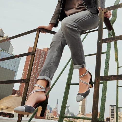 miss left Women Chic Round Cap Toe Chunky High Heel Pumps Ankle Strap Buckle Elegant Prom Dress Sandals Size 4-16 US 6