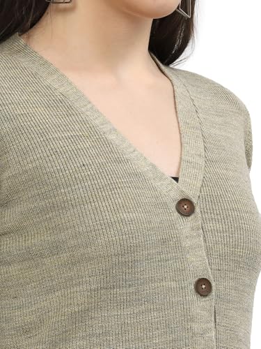 Image of Kalt Women Full Sleeves V-Neck Design Acrylic Cardigan Sweater