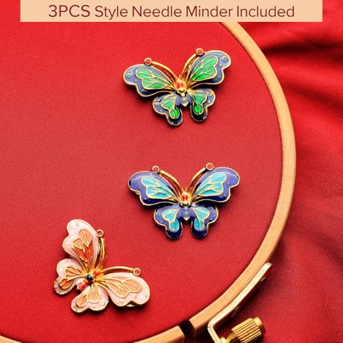 Image of 3pcs Needle Minder for Sewing,Magnetic Needle Keeper for Cross Stitch,Cute Butterfly Cartoon Pin,Needle Holder for Embroidery, Quilting Metal Needle Minders Accessory, Gift for Cross Stitch Lover