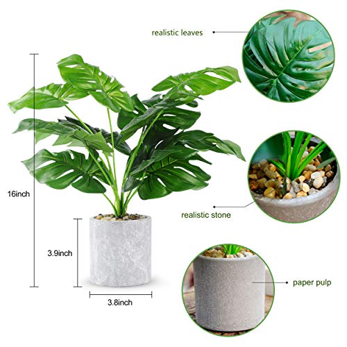 WUKOKU 16\" Small Fake Plants Artificial Potted Faux Plants for Home Office Farmhouse Desk Kitchen Shelf Indoor Decor - Thumbnail 5