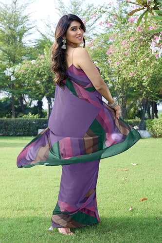Image of MIRCHI FASHION Women Saree Chiffon Chintz Motif | Breathable Lightweight Border Pallu Printed Sari for Office and Daily Use (Available in 15 designs)