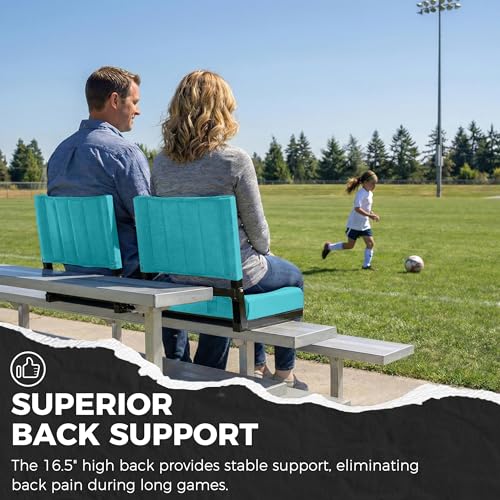 Image of SPORT BEATS Stadium Seats with Back Support Bleacher Chairs with Back and Cushion Thick Padded Bleacher Seats Includes Shoulder Strap Cyan 1pc Regular - 17 inch W x 12 inch D x 16.5 inch H