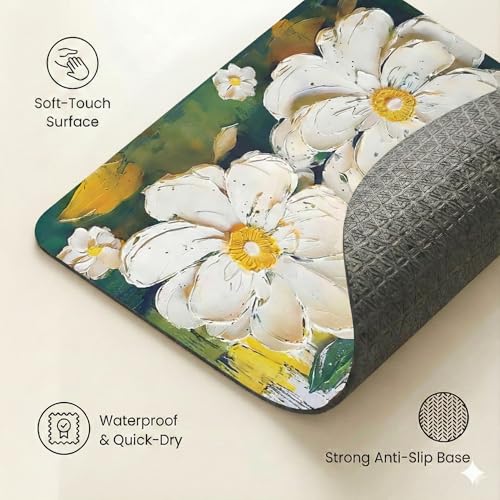 Image of (Pack of 2 Premium 3D Silicon Floor Mat, Bath Mat, Doormat, Bathroom Carpet, Cushion Mat I Super Absorbent (40x60cm) Soft Carpet, Quick Dry Dirt Barrier for Home, Office (3D Turquoise Mat)