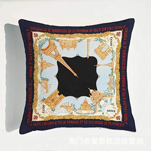 TaoRan Elemento clásico sofá Impreso de Doble Cara cojín Cuadrado Decorativo, Almohada de Cama, Almohada de Silla de Oficina, cojín de Coche-Edificio de fama Mundial_45 * 45 cm [Conjunto + núcleo]