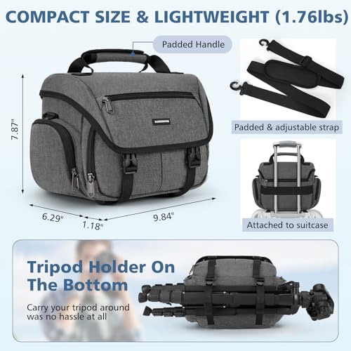 Bolsa para Cámara DSLR/SLR Mirrorless RAINSMORE Gris miniatura 5