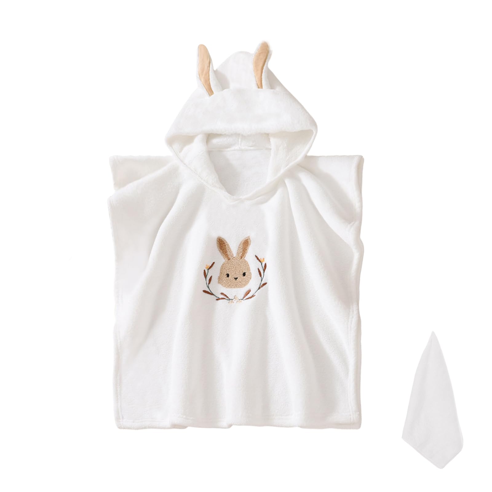 HAGOT Baby Badeponcho, Poncho Kinder Badetuch, Waschbares Baby Kapuzenhandtuch, Poncho Handtuch, für 0-3 Jahre, Weiß