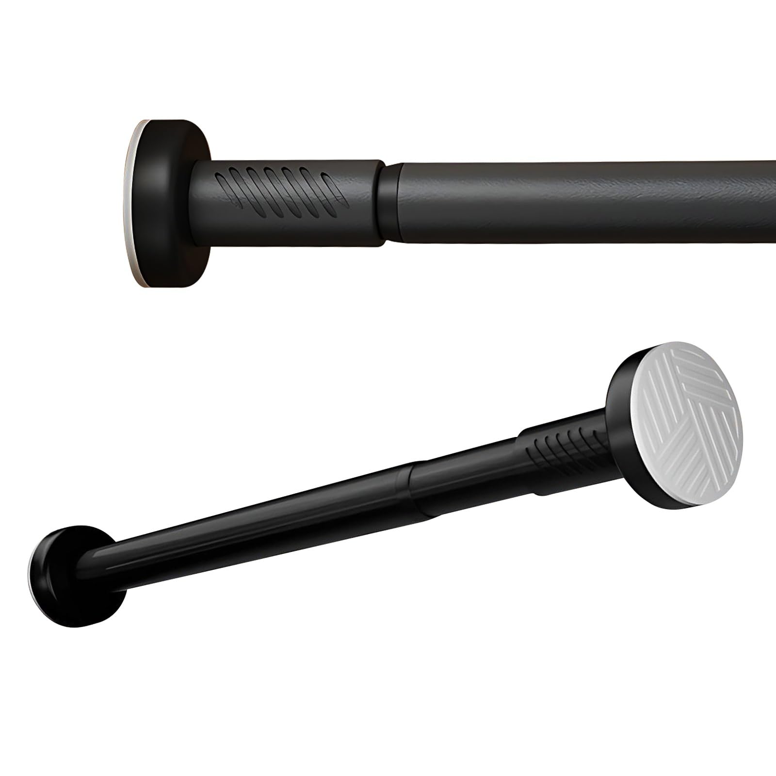 GLDYTVF Adjustable Tension Curtain Rod 70-120cm 100-160cm 190-240cm - No Drill Extensible Shower and Closet Pole Black (27in-47in) for Bathroom and Wardrobe