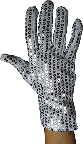 Adult's Right Handed Single Silver Sequin Glove Costume Accessory