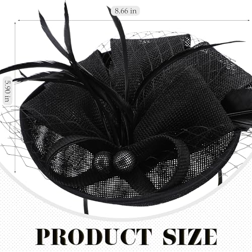 image for Zinniday Small Kentucky Pillbox Hats - Vintage Black Derby Fascinator 