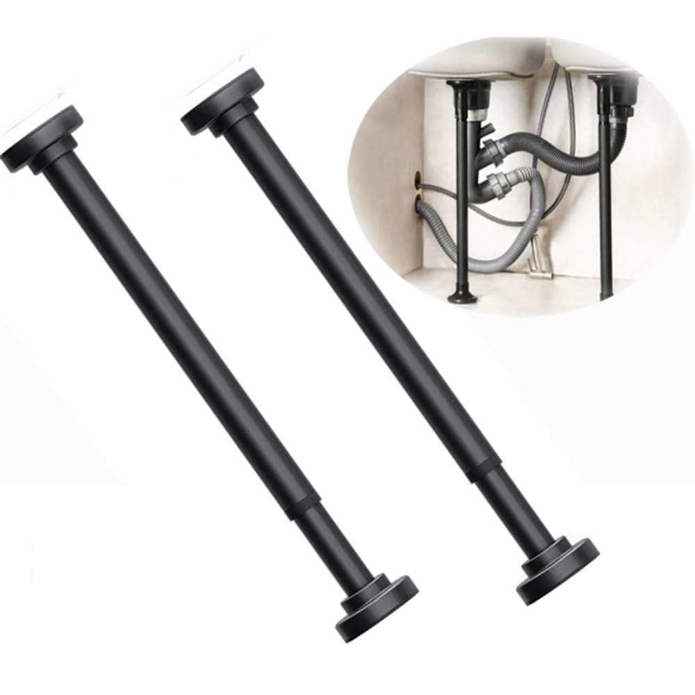 Poste De Soporte De Metall Fregadero Bajo Encimera Soportes Para Fregadero Bajo Montaje Kit De Instalación Para Fregadero De Cocina, Patas De Fregadero De Montaje Inferior, Negro/Blanco(Black,